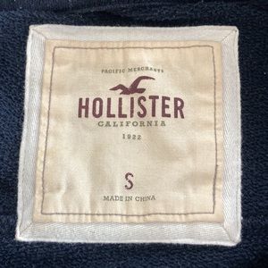 Hollister Zip Up Hoodie Dark Navy Blue Jacket w/ Button Pockets + Drawstrings